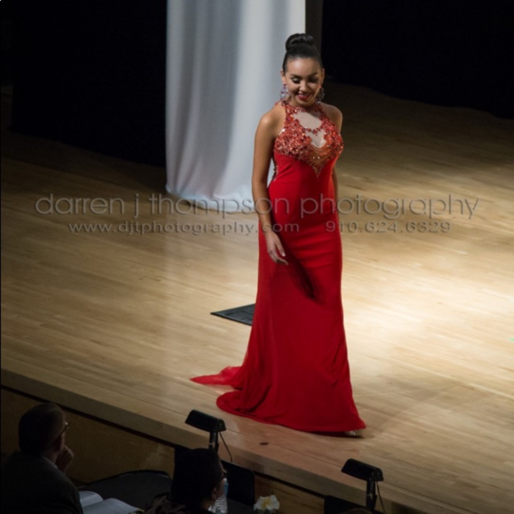 Pageant/prom gown Selling with personalized handmade earrings. Worn once.
